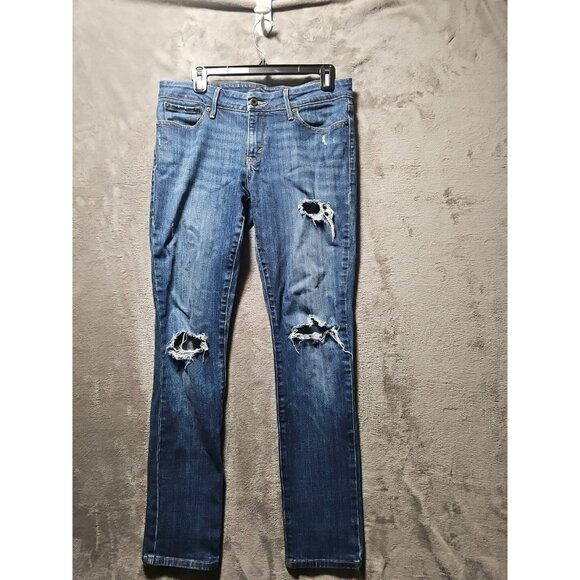 Levi's 545 Skinny Leg Denim Jeans Women Size 32  Blue Jeans Distressed Thrashed - Picture 1 of 11